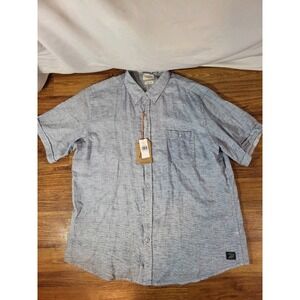 Weatherproof Shirt Mens Adult 2XL XXL Blue Linen Preppy Button Up Casual NEW